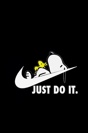 Snoopy and Woodstock Reclining on Nike Swoosh with Just Do It Slogan HD phone wallpaper