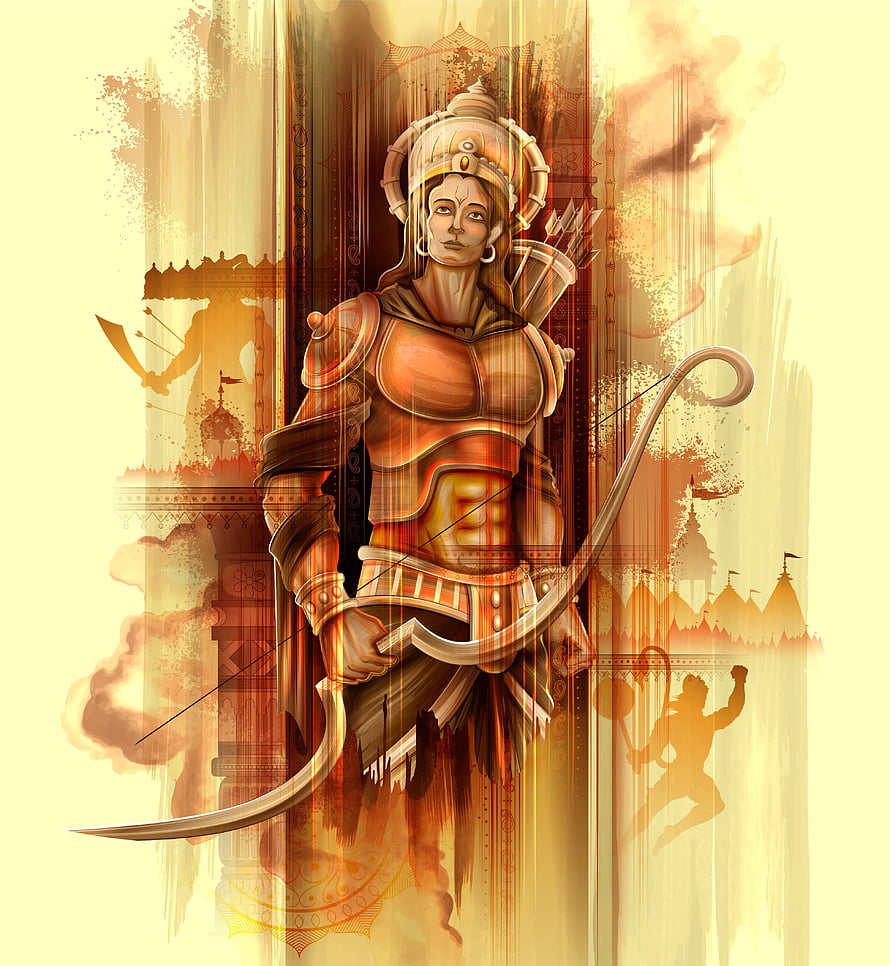Female Warrior Archery Concept Art with Traditional Indian Armor and Bow HD phone wallpaper