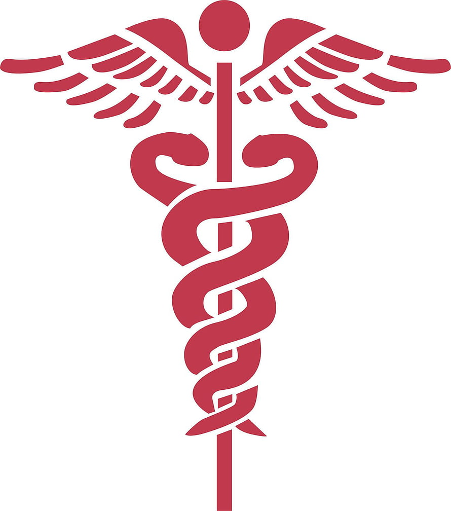 Red Caduceus Medical Symbol with Wings and Serpent on White Background HD phone wallpaper