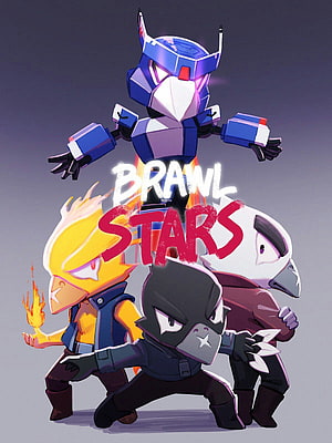 Brawl Stars Chibi Squad Featuring Mecha, Crow, and Bird Characters in Action Pose HD phone wallpaper