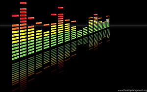 Colorful Audio Spectrum Visualizer with Reflection on Black Background HD wallpaper