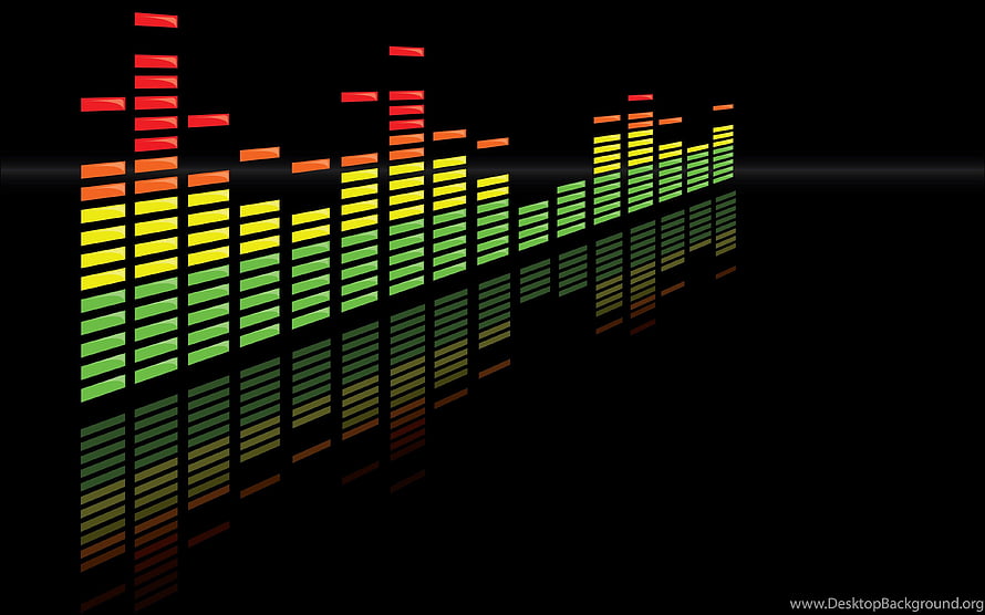 Colorful Audio Spectrum Visualizer with Reflection on Black Background HD wallpaper