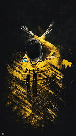 Marco Reus Borussia Dortmund Jersey 11 Dramatic Black and Gold Football Art HD phone wallpaper