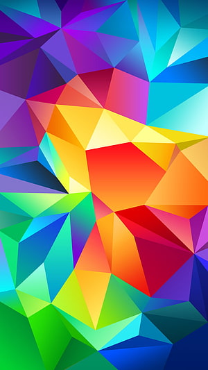 Vibrant Multicolored Low Poly Geometric Triangle Pattern Abstract Digital Art HD phone wallpaper