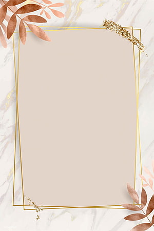 Elegant Gold Geometric Frame with Watercolor Botanical Accents on Marble Background HD phone wallpaper