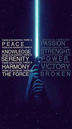 Star Wars Jedi Code and Sith Creed Typography Poster with Blue Lightsaber HD phone wallpaper