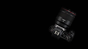 Canon EOS R Mirrorless Camera with 50mm Lens on Black Background HD wallpaper