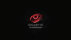 Gigabyte Aorus Red Neon Eye Logo on Black Background HD wallpaper