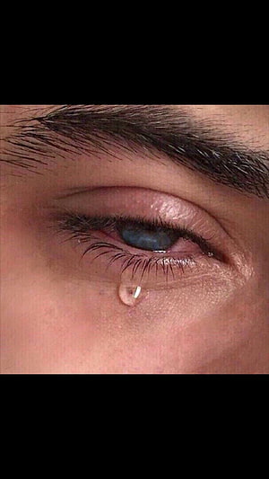 Close-up of a human eye with a single tear rolling down the cheek HD phone wallpaper