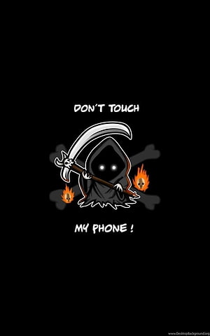 Cute Grim Reaper Cartoon with Scythe and Crossed Bones on Black Background HD phone wallpaper