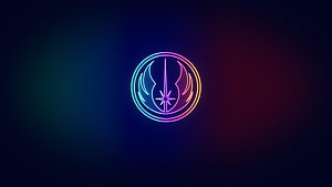 Star Wars Jedi Order Neon Emblem with Gradient Glow on Dark Background HD wallpaper