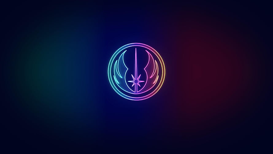 Star Wars Jedi Order Neon Emblem with Gradient Glow on Dark Background HD wallpaper