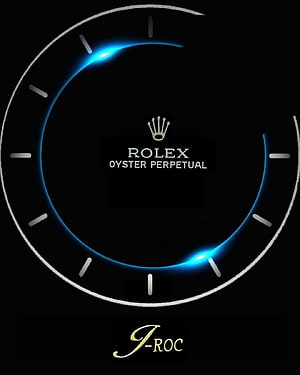 Rolex Oyster Perpetual J-Roc Edition Watch Face with Blue Glow on Black Background HD phone wallpaper