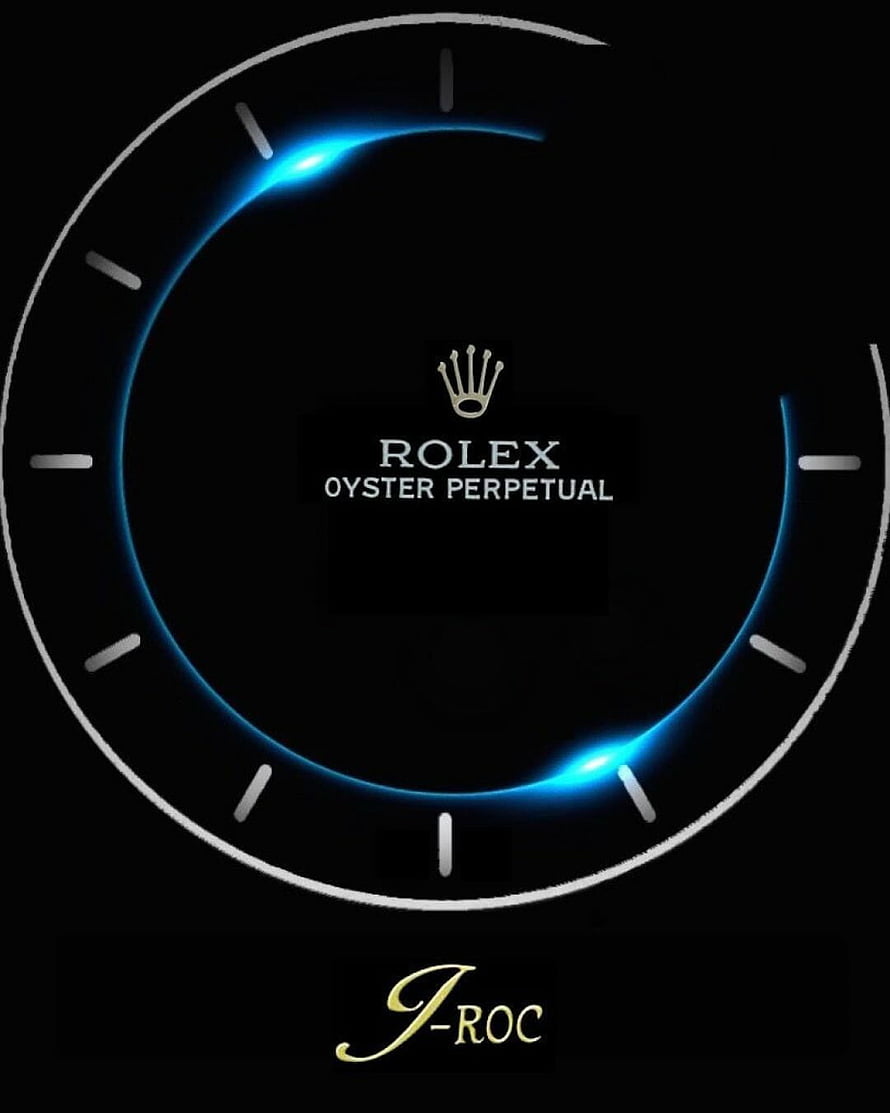 Rolex Oyster Perpetual J-Roc Edition Watch Face with Blue Glow on Black Background HD phone wallpaper
