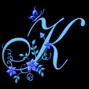 Elegant Letter K Monogram with Floral Vines and Butterfly on Black Background HD phone wallpaper