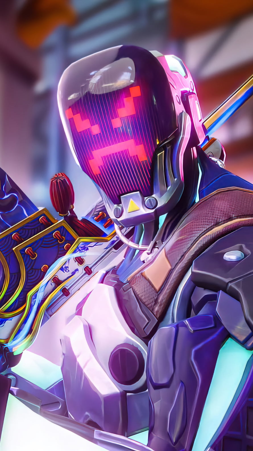 Valorant Agent Kayo Close-Up Portrait with Neon Visor and Ornate Shield HD phone wallpaper
