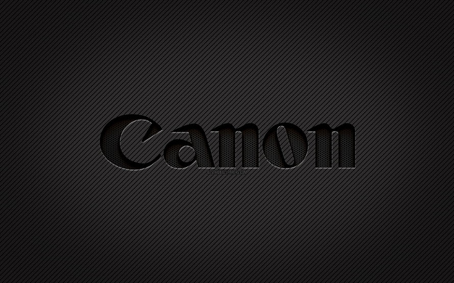 Canon Carbon Fiber Logo on Dark Textured Background HD wallpaper