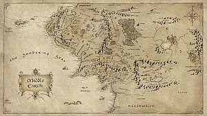 Vintage Parchment Map of Middle Earth from The Lord of the Rings Fantasy World HD wallpaper