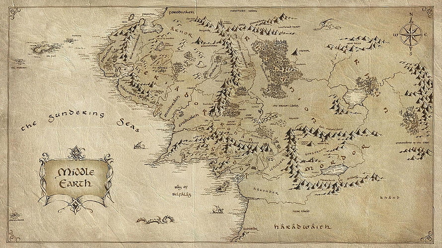 Vintage Parchment Map of Middle Earth from The Lord of the Rings Fantasy World HD wallpaper