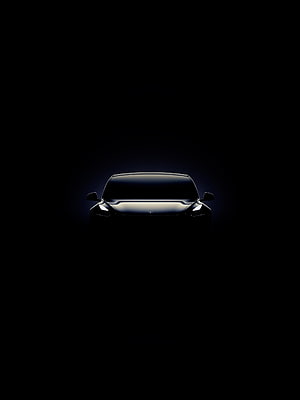 Tesla Model 3 Front Silhouette Dramatic Black Background Minimalist Automotive Portrait HD phone wallpaper