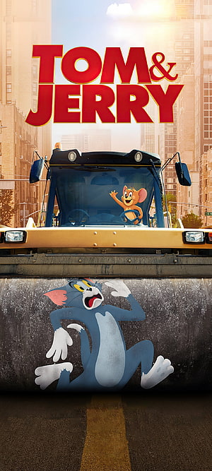 Tom and Jerry Movie Poster Featuring Animated Characters in a City Street Scene HD phone wallpaper
