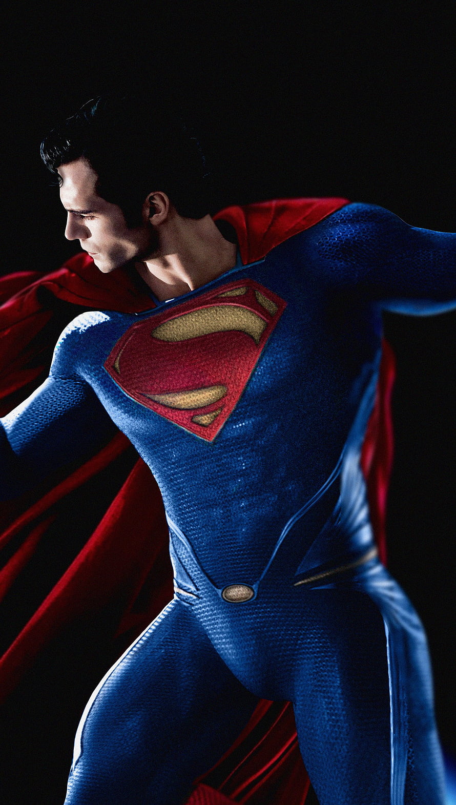 Henry Cavill as Superman in Iconic Blue Suit and Red Cape HD phone wallpaper