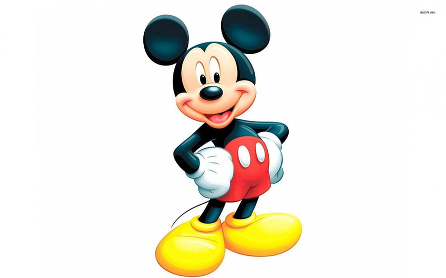 Mickey Mouse Classic Cartoon Character Standing on White Background HD wallpaper