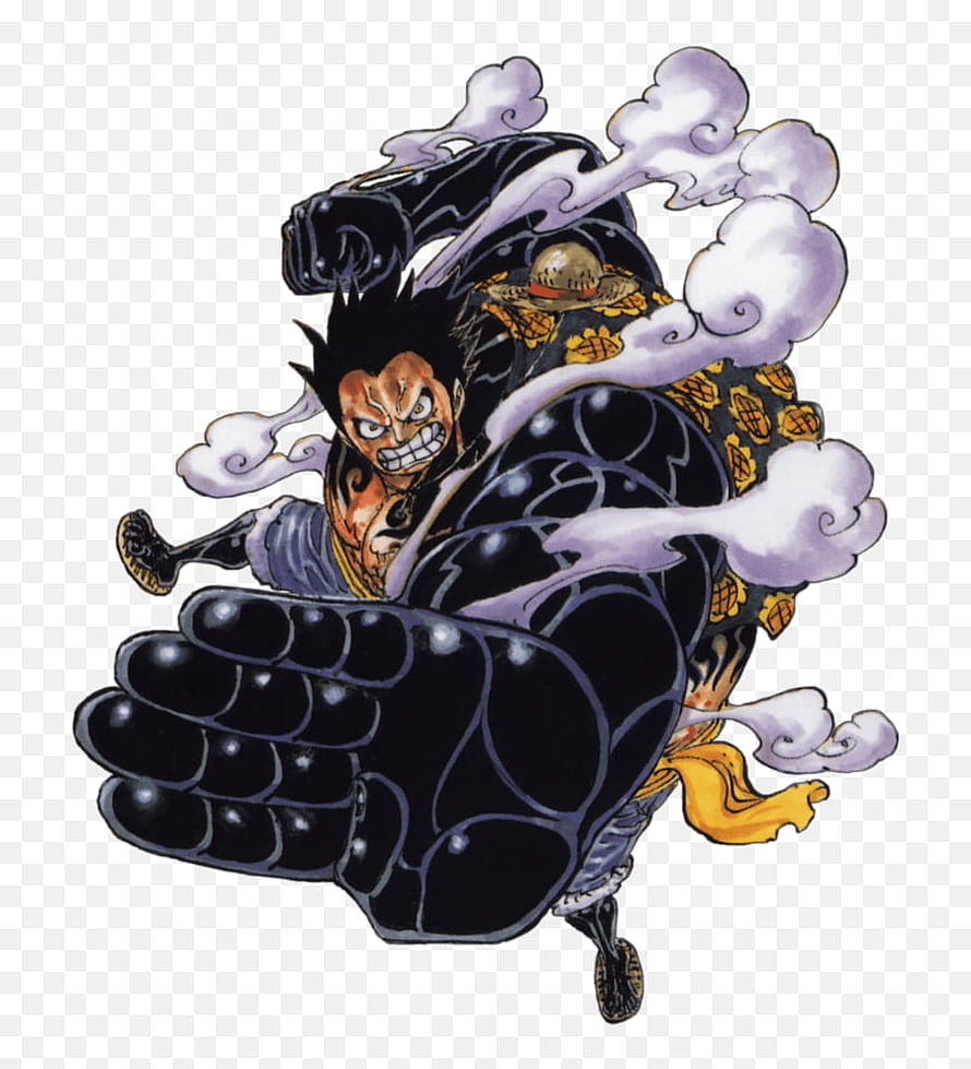 Monkey D. Luffy Gear Fourth Bounce Man Form in Dynamic Punching Pose HD phone wallpaper
