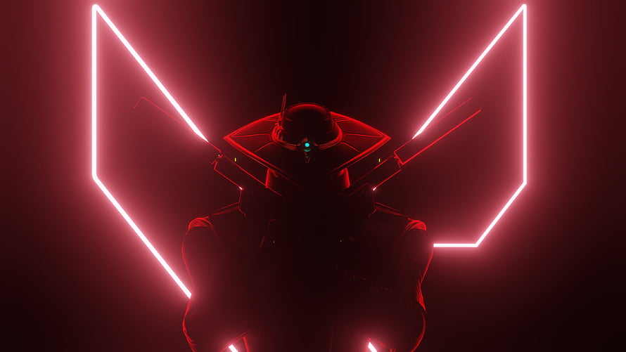 Cypher Valorant Agent Silhouette with Red Neon Geometric Frame HD wallpaper