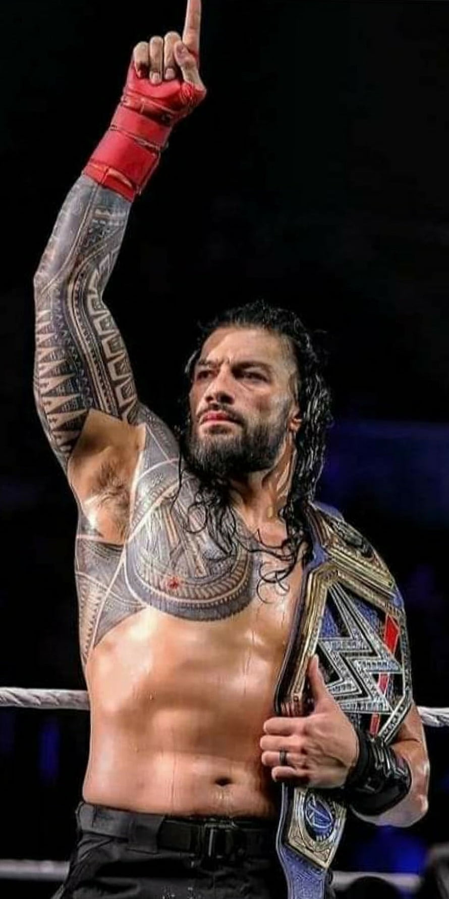 Roman Reigns The Tribal Chief Holding WWE Championship Belt in the Ring, Roman Reigns, The Tribal Chief, WWE HD phone wallpaper