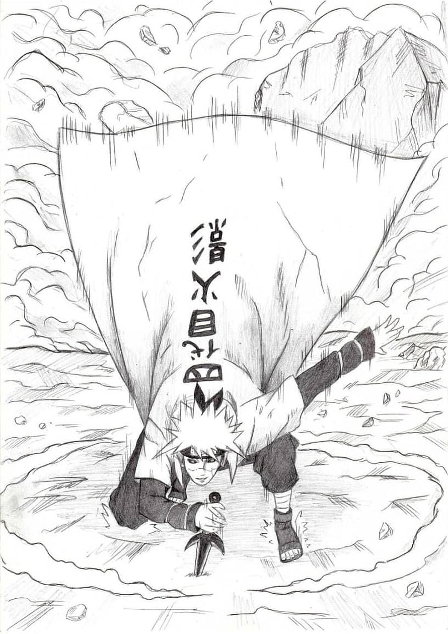 Fourth Hokage Minato Namikaze in Dynamic Action Pose with Hokage Cape and Kunai HD phone wallpaper