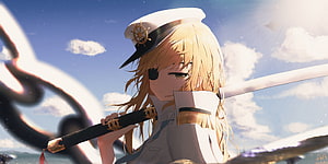 Grand Admiral Marina from Guardian Tales in Naval Uniform with Katana HD wallpaper