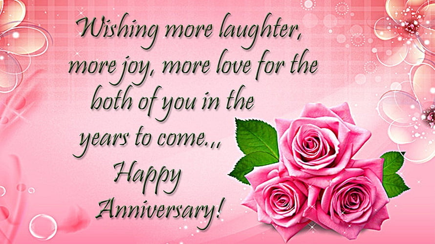 Pink Rose Anniversary Greeting Card With Romantic Wishes And Floral Decor HD wallpaper