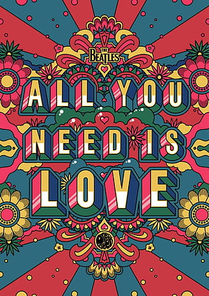 The Beatles All You Need Is Love Psychedelic Poster Art HD phone wallpaper