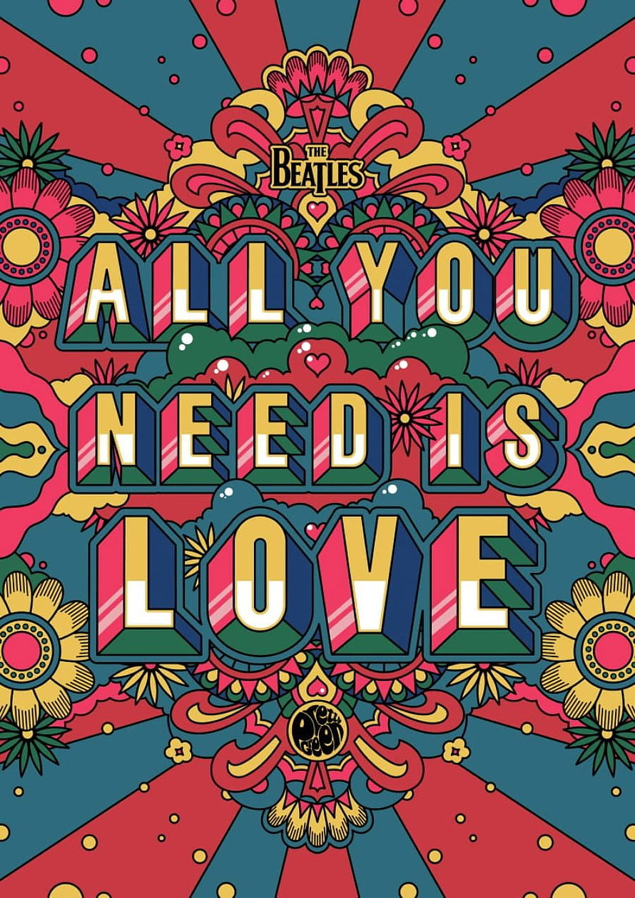 The Beatles All You Need Is Love Psychedelic Poster Art HD phone wallpaper