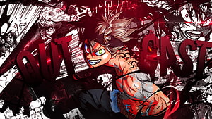Asta from Black Clover in a dynamic action pose with intense red and black manga-style artwork HD wallpaper