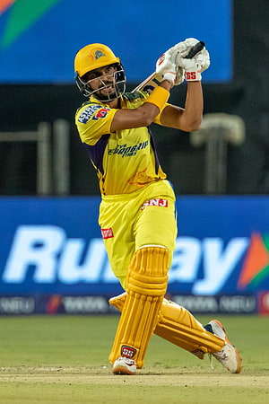 Ruturaj Gaikwad in action for Chennai Super Kings during an IPL cricket match HD phone wallpaper