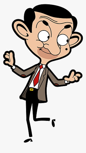 Mr Bean Cartoon Character in Brown Suit and Red Tie Walking HD phone wallpaper