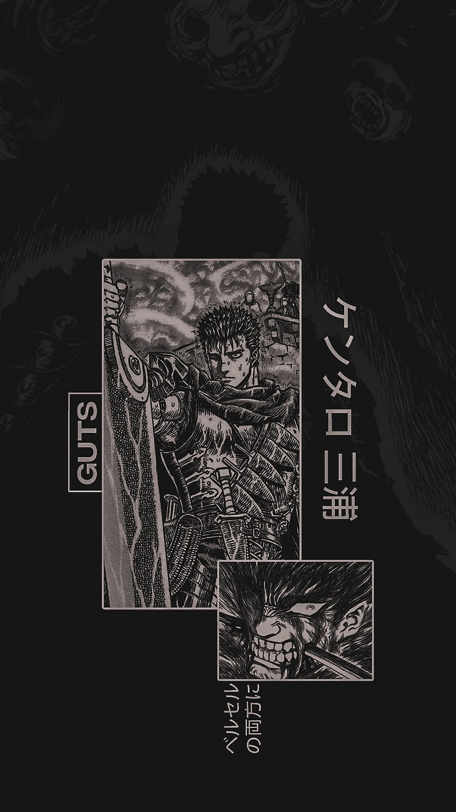 Berserk Guts Manga Artwork by Kentaro Miura with Dark Fantasy Illustration HD phone wallpaper