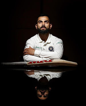 Virat Kohli in Indian Test Cricket Kit with MCG Bat and Reflection HD phone wallpaper