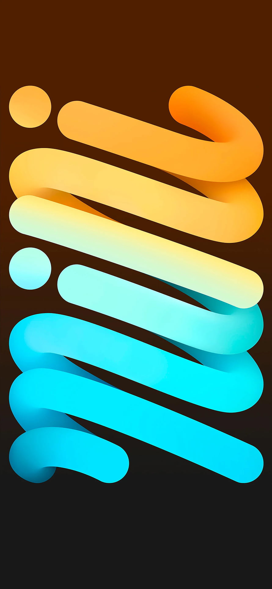 Abstract 3D Ribbon Gradient Wallpaper in Orange and Cyan on Dark Background HD phone wallpaper