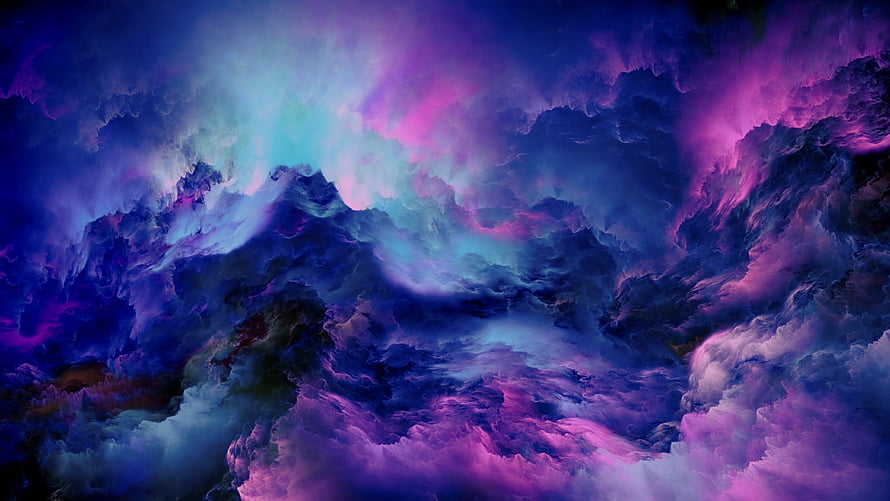 Vibrant Abstract Clouds in Purple, Pink, and Cyan Tones HD wallpaper