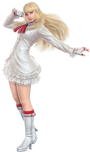 Lili Rochefort in White Dress and Boots from Tekken Series HD phone wallpaper