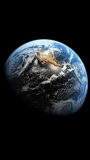 Earth Planet Viewed From Space With Africa And Clouds Against Black Background HD phone wallpaper