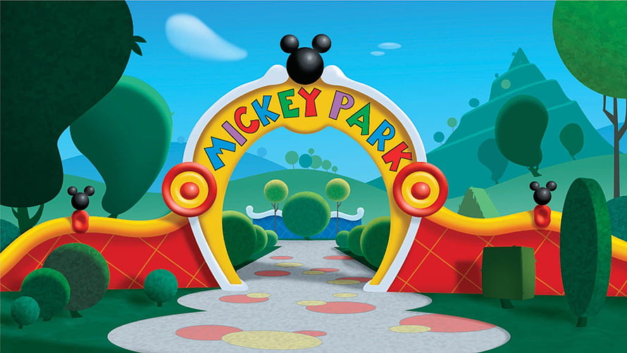 Mickey Mouse Clubhouse Park Entrance Archway Cartoon Illustration HD wallpaper