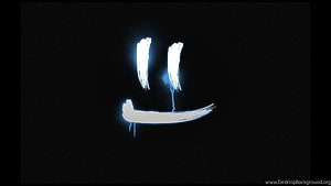 Glowing White Brushstroke Smiley Face on Dark Textured Background HD wallpaper