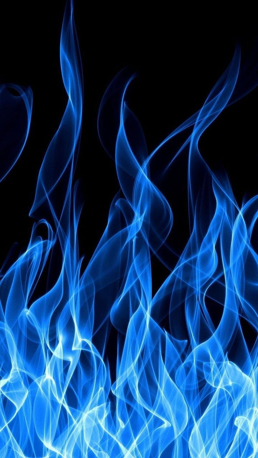 Vibrant Blue Flame Abstract Art on Black Background HD phone wallpaper
