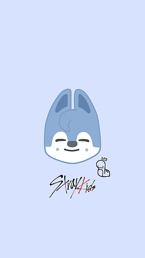 Cute Blue Skzoo Character with Stray Kids Logo on Light Blue Background HD phone wallpaper