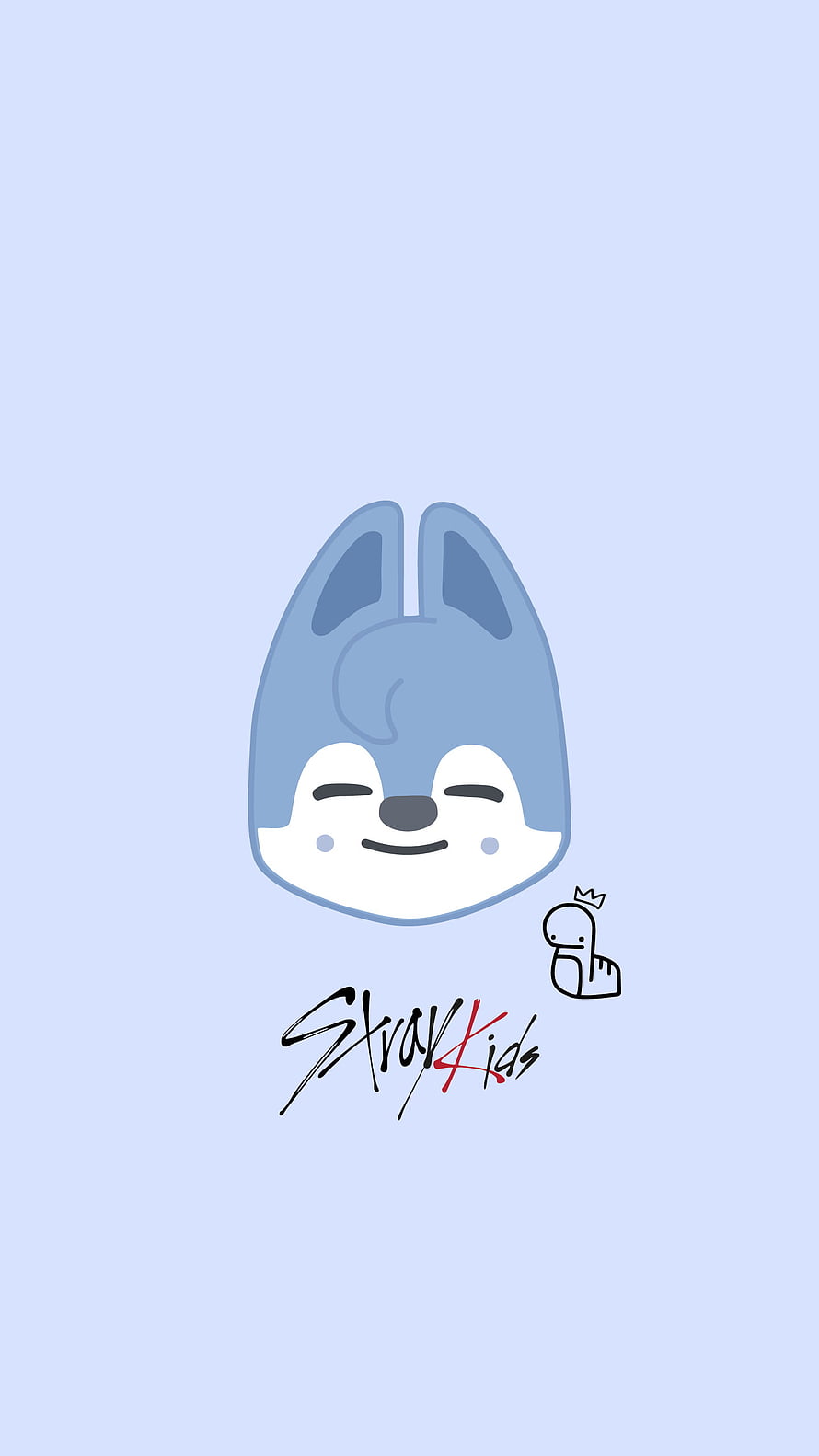 Cute Blue Skzoo Character with Stray Kids Logo on Light Blue Background HD phone wallpaper