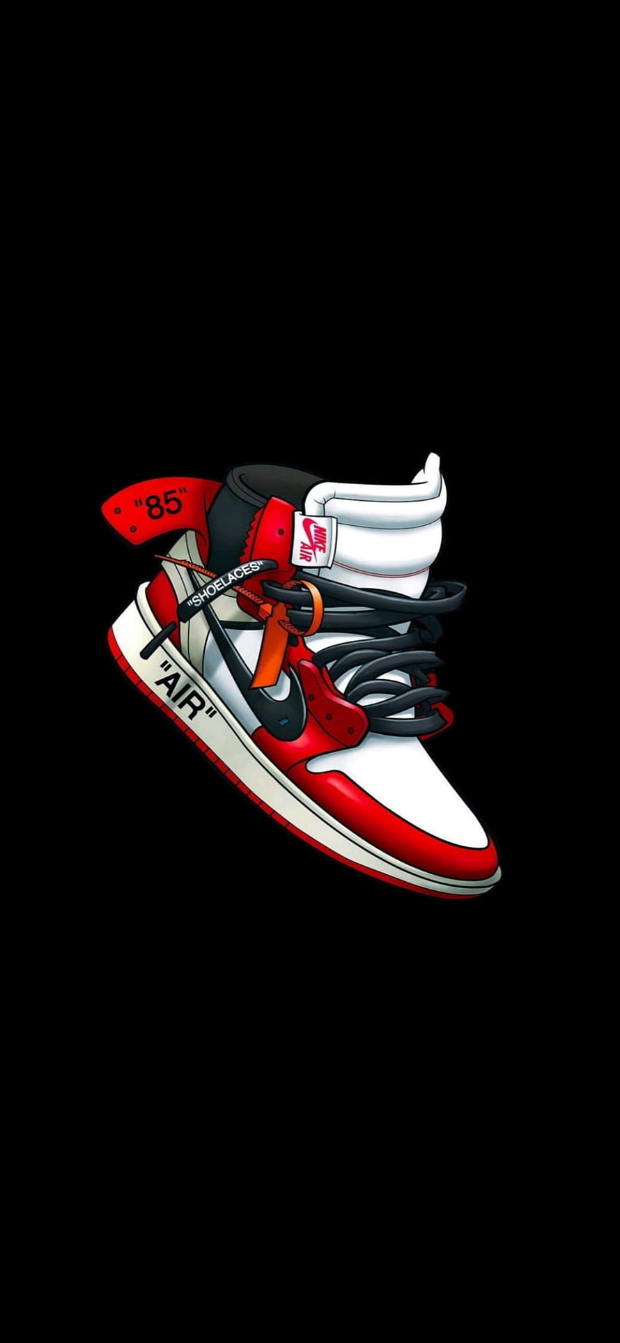 Air Jordan 1 Chicago Colorway Digital Illustration on Black Background HD phone wallpaper